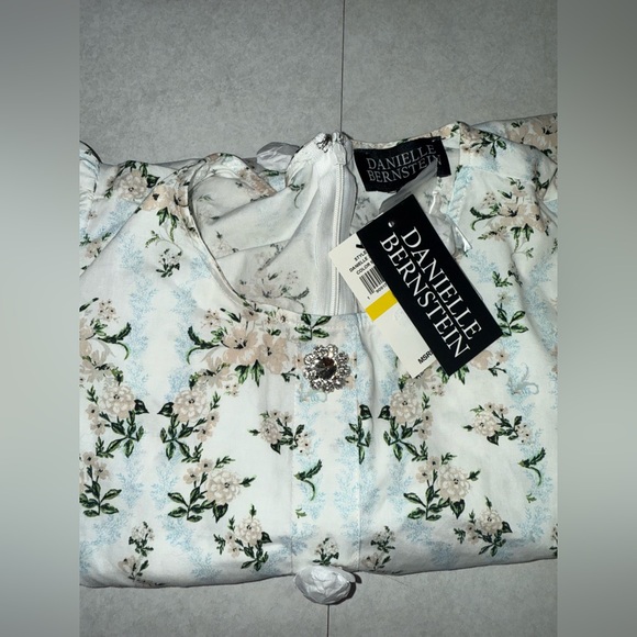 Danielle Bernstein Floral-Print Rhinestone Dress size Medium M floral blue - Picture 6 of 8